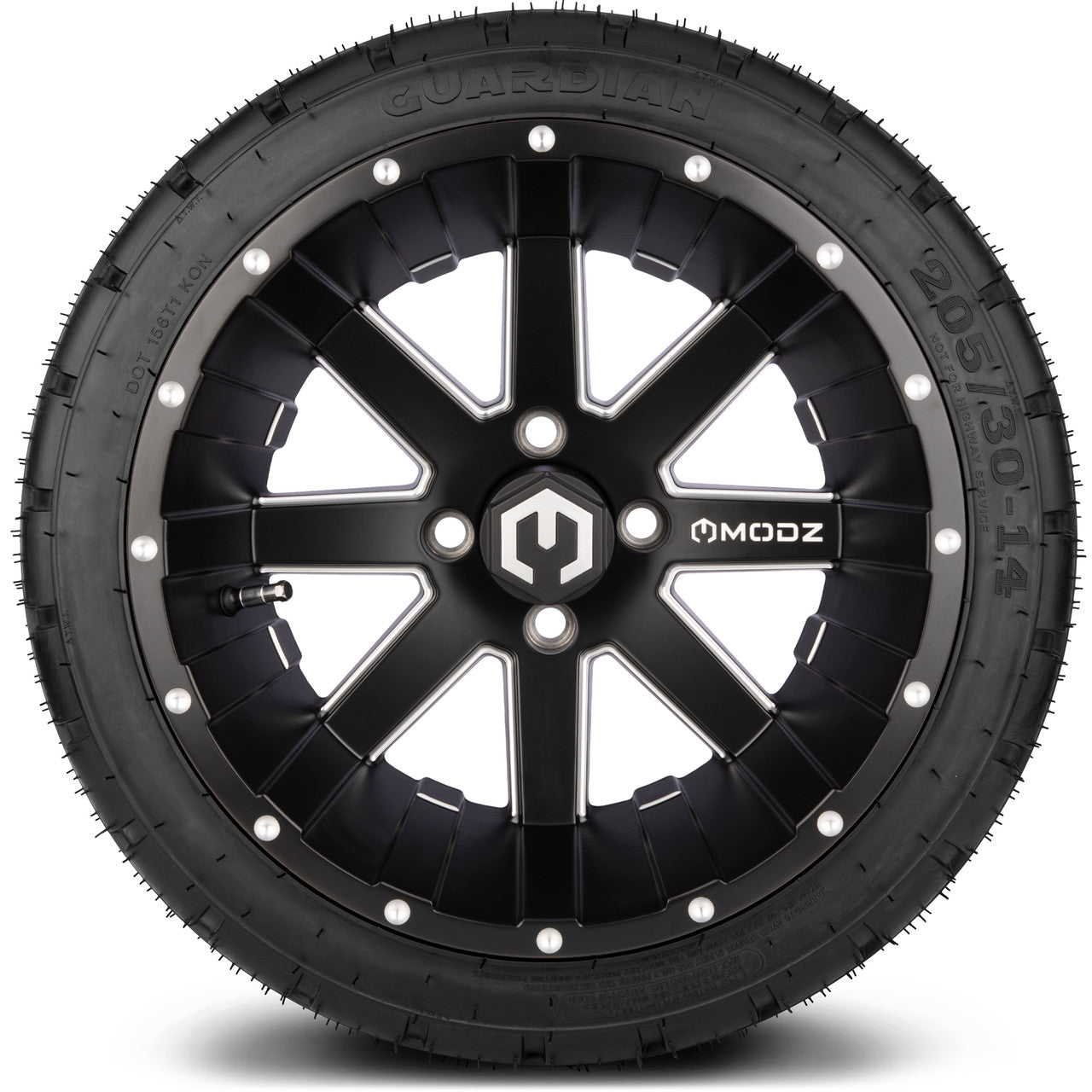 MODZ® 14" Assault Matte Black with Ball Mill Wheels & Street Tires Combo