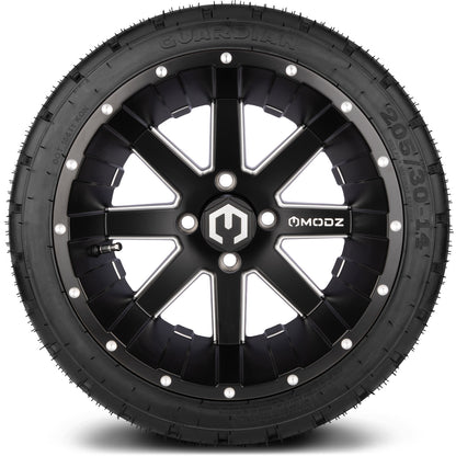 MODZ® 14" Assault Matte Black with Ball Mill Wheels & Street Tires Combo