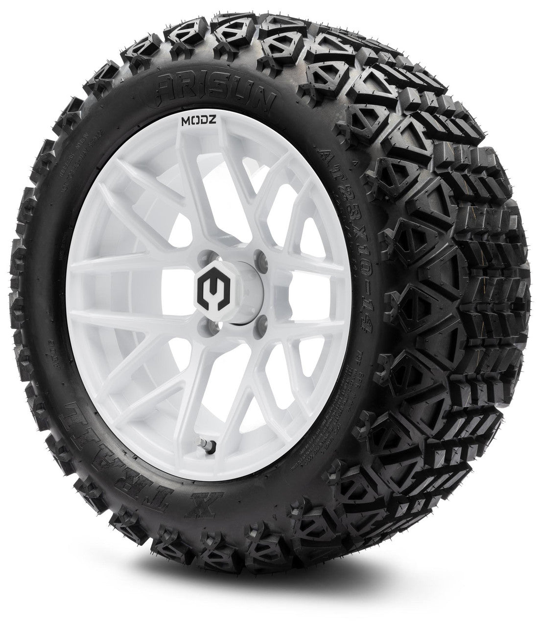 MODZ® 14" Matrix Glossy White Wheels & Off-Road Tires Combo