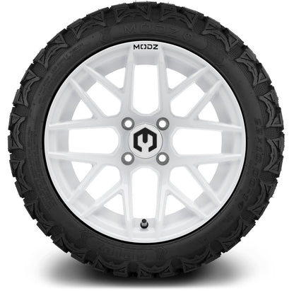 MODZ® 14" Matrix Glossy White Wheels & Off-Road Tires Combo