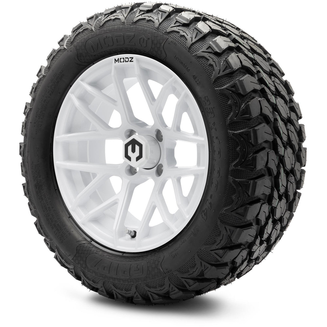 MODZ® 14" Matrix Glossy White Wheels & Off-Road Tires Combo