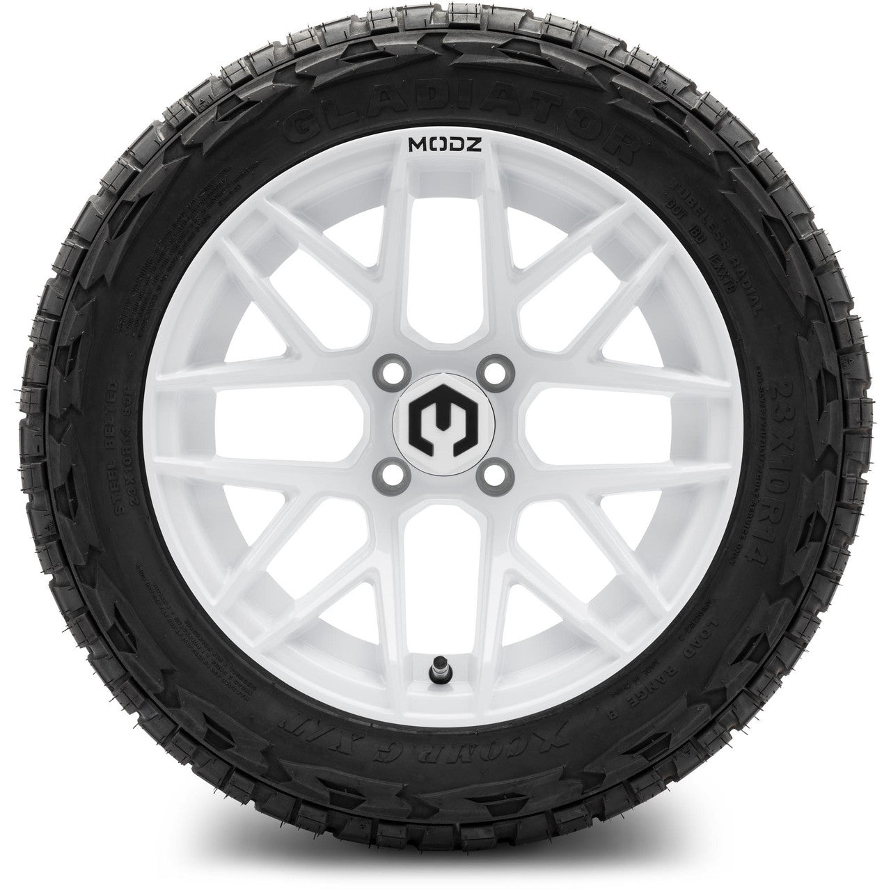 MODZ® 14" Matrix Glossy White Wheels & Off-Road Tires Combo