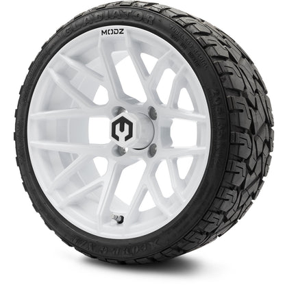 MODZ® 14" Matrix Glossy White Wheels & Off-Road Tires Combo