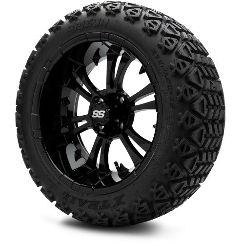 MODZ® 15" Vampire Glossy Black Wheels & Off-Road Tires Combo